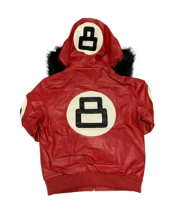 Inferno Red 8 Ball Leather Hooded Street Stussy Jacket (1)