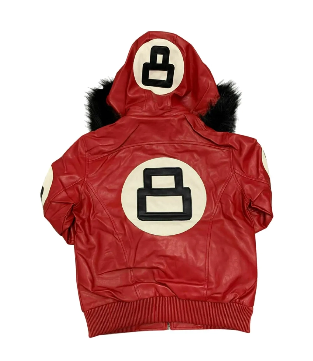 Inferno Red 8 Ball Leather Hooded Street Stussy Jacket (1)