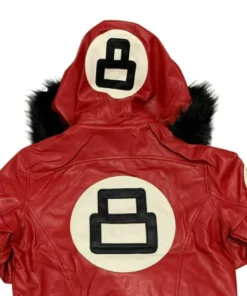 Inferno Red 8 Ball Leather Hooded Street Stussy Jacket (2)