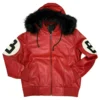 Inferno Red 8 Ball Leather Hooded Street Stussy Jacket (3)