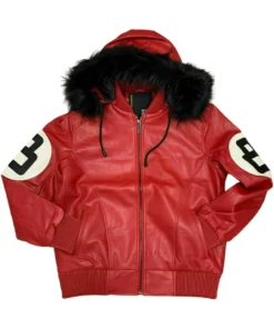 Inferno Red 8 Ball Leather Hooded Street Stussy Jacket (3)