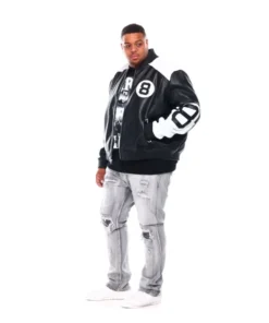 Men’s 8 Ball Black & White Leather Jacket BIG & TALL Edition (1)