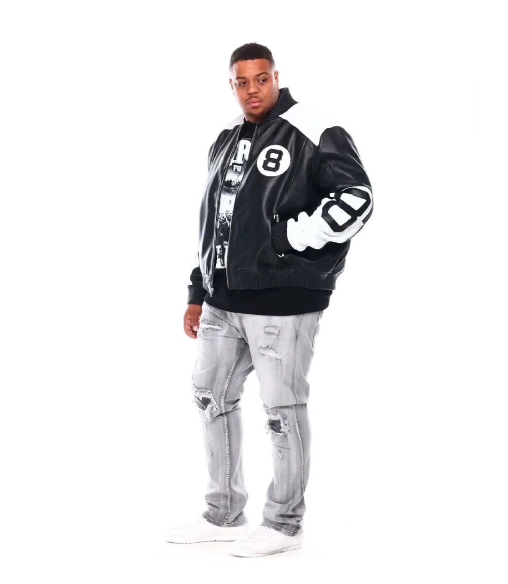 Men’s 8 Ball Black & White Leather Jacket BIG & TALL Edition (1)
