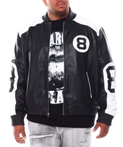 Men’s 8 Ball Black & White Leather Jacket BIG & TALL Edition (2)