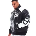 Men’s 8 Ball Black & White Leather Jacket – Big & Tall Edition