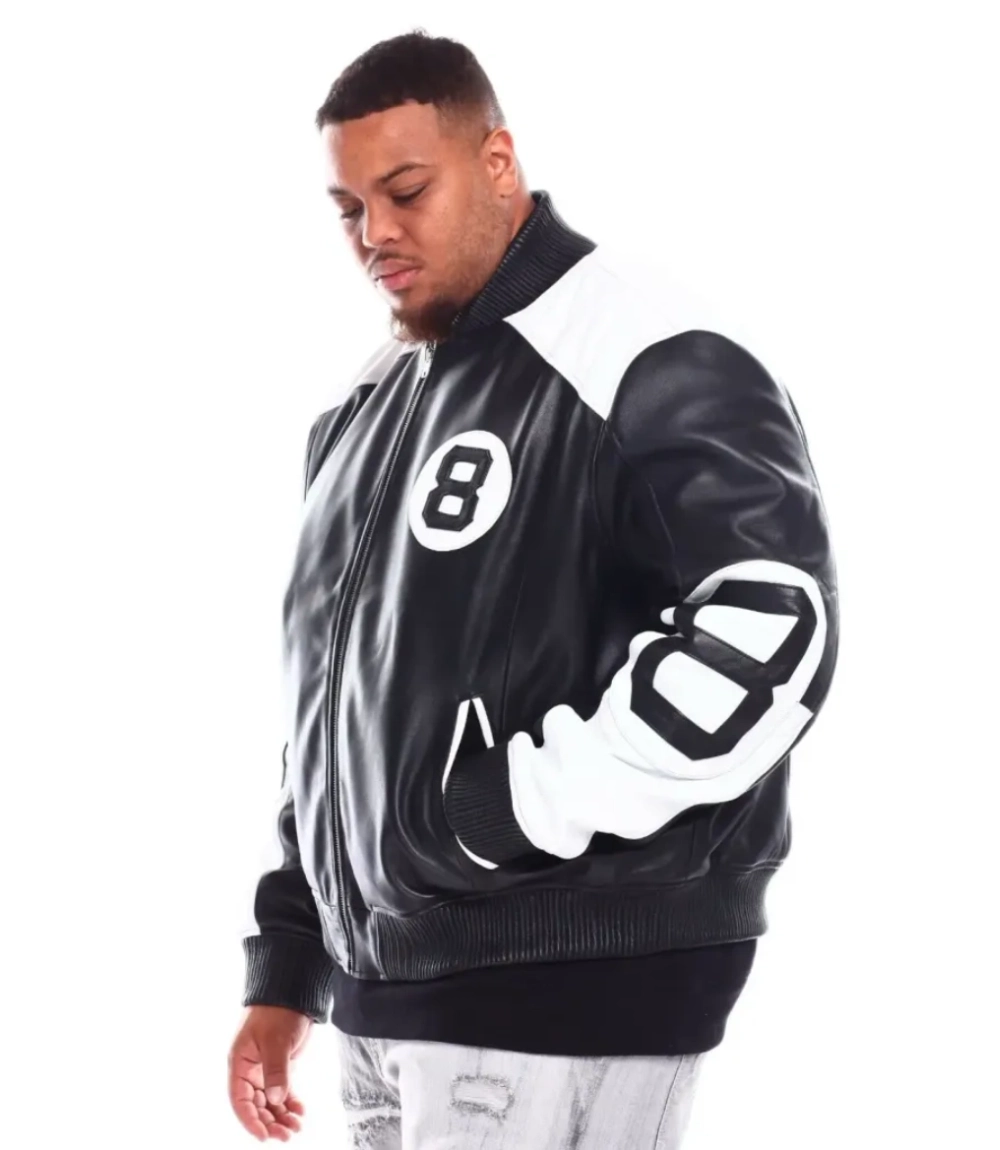 Men’s 8 Ball Black & White Leather Jacket BIG & TALL Edition (3)