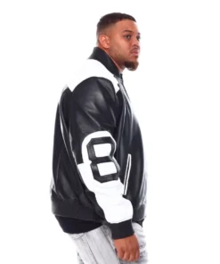 Men’s 8 Ball Black & White Leather Jacket BIG & TALL Edition (5)