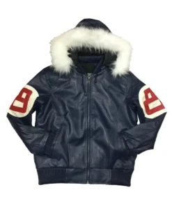 Shadowline 8 Ball Navy Hooded Leather Jacket (1)