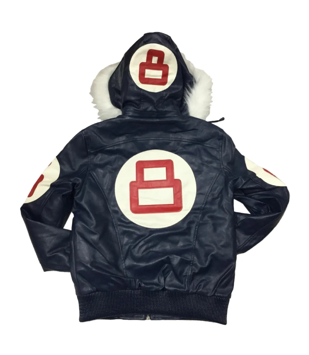 Shadowline 8 Ball Navy Hooded Leather Jacket (2)