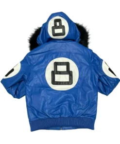 Skyrider Blue 8 Ball Leather Hoodie Bomber (1)