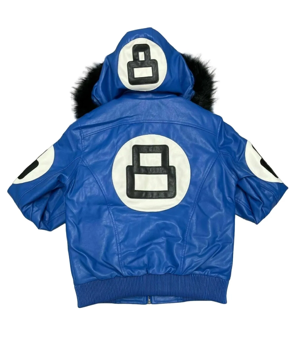 Skyrider Blue 8 Ball Leather Hoodie Bomber (1)