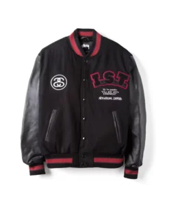 Stussy 35th Anniversary IST Black Wool and Leather Varsity Jacket (1)