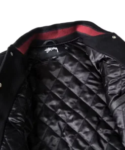Stussy 35th Anniversary IST Black Wool and Leather Varsity Jacket (2)