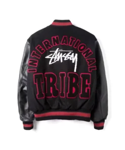 Stussy 35th Anniversary IST Black Wool and Leather Varsity Jacket (3)
