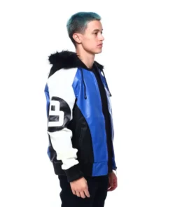 Stussy 8 Ball Blue Hooded Leather Bomber 8 Ball Patch Edition (3)