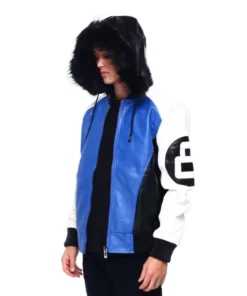 Stussy 8 Ball Blue Hooded Leather Bomber 8 Ball Patch Edition (4)