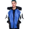 Stussy 8 Ball Blue Hooded Leather Bomber 8 Ball Patch Edition (5)
