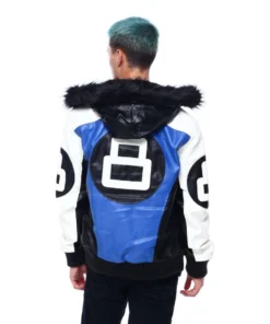 Stussy 8 Ball Blue Hooded Leather Bomber 8 Ball Patch Edition (6)