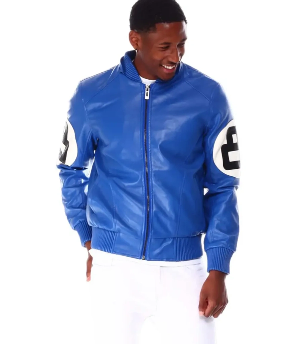Stussy 8 Ball Blue Leather Hooded Jacket Graphic Tee Fit (3)