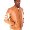 Stussy 8 Ball Light Brown Bomber Leather Jacket (2)