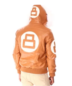 Stussy 8 Ball Light Brown Bomber Leather Jacket (3)