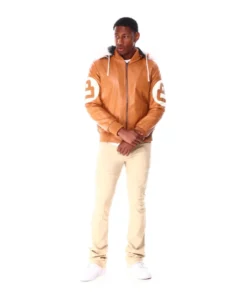 Stussy 8 Ball Light Brown Bomber Leather Jacket (4)