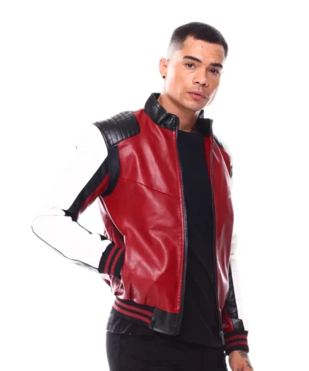 Stussy 8 Ball Moto Red Leather Jacket 90s Colorblock Racer Style (1)