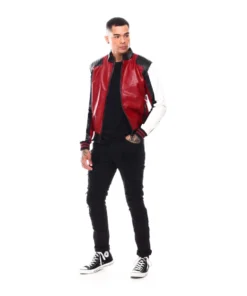 Stussy 8 Ball Moto Red Leather Jacket 90s Colorblock Racer Style (3)