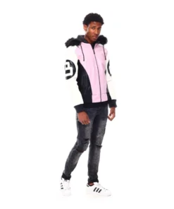 Stussy 8 Ball Pink Hooded Leather Jacket For Man And Women (1)