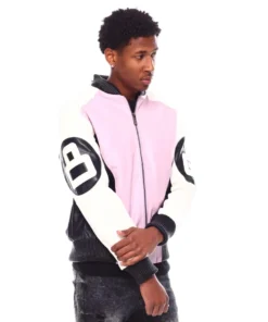 Stussy 8 Ball Pink Hooded Leather Jacket For Man And Women (5)