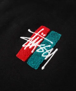 Stussy Bars Logo Appliqué Black Hoodie (4)
