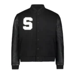 S Letter Varsity Jacket – All Black Stealth Edition