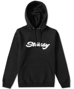 Stussy Black Chenille Appliqué Hoodie Classic Streetwear (1)