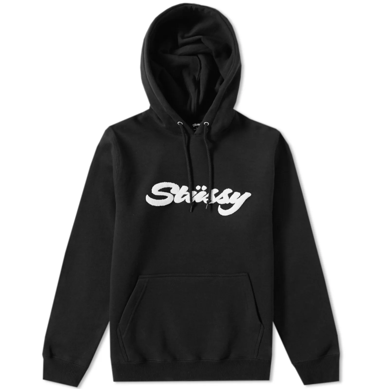 Stussy Black Chenille Appliqué Hoodie Classic Streetwear (1)