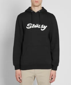 Stussy Black Chenille Appliqué Hoodie Classic Streetwear (4)