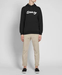 Stussy Black Chenille Appliqué Hoodie Classic Streetwear (6)