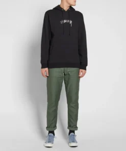 Stussy Black Stock Appliqué Hoodie Bold Chest Logo (1)