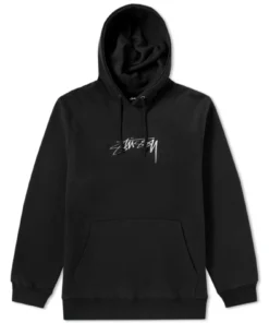 Stussy Black Stock Appliqué Hoodie Bold Chest Logo (2)