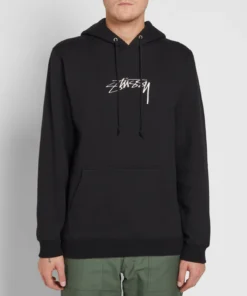 Stussy Black Stock Appliqué Hoodie Bold Chest Logo (4)