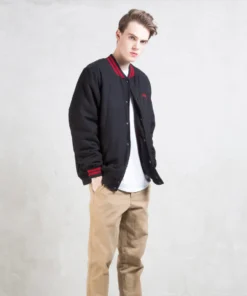 Stussy Black Wool Varsity Jacket World Tribe Applique (9)