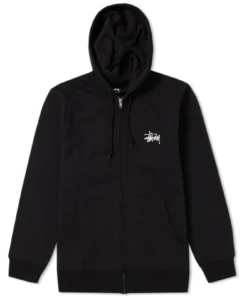 Stussy Black Zip Up Logo Hoodie Stussy Essential (2)