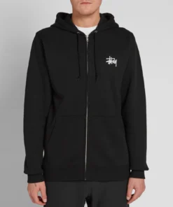 Stussy Black Zip Up Logo Hoodie Stussy Essential (8)