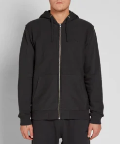 Stussy Black Zip Up Stock Logo Hoodie (4)