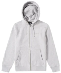 Stussy Grey Zip Up Stock Logo Hoodie Everyday Essential (2)