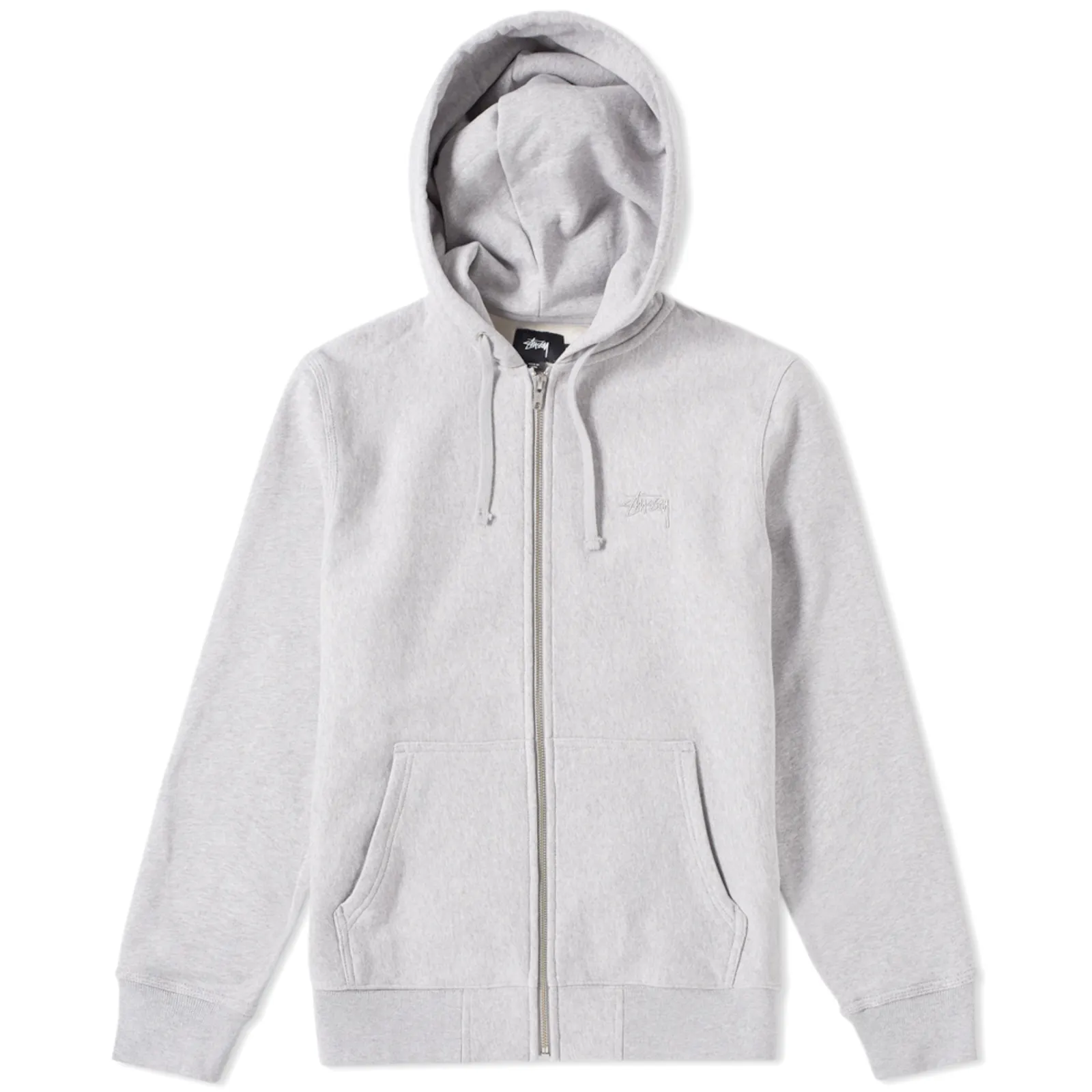Stussy Grey Zip Up Stock Logo Hoodie Everyday Essential (2)