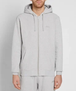 Stussy Grey Zip Up Stock Logo Hoodie Everyday Essential (5)