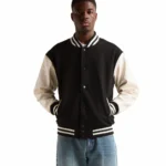 Stussy Black Wool & White Leather Varsity Letterman Jacket – Stussy Basic Edition