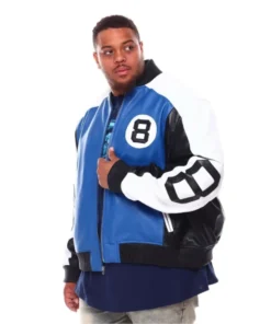 Stussy Men’s 8 Ball Blue Leather Jacket Big and Tall Varsity Fit (3)
