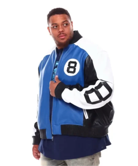 Stussy Men’s 8 Ball Blue Leather Jacket Big and Tall Varsity Fit (3)