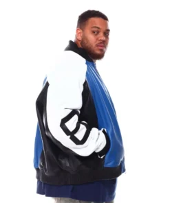 Stussy Men’s 8 Ball Blue Leather Jacket Big and Tall Varsity Fit (4)